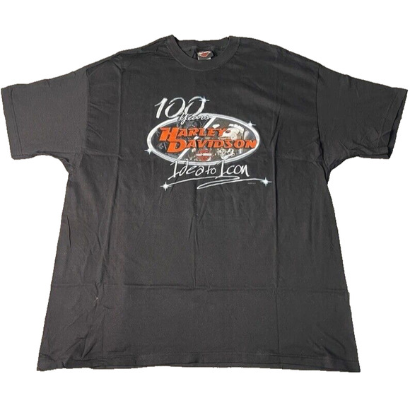 Harley Davidson 100 Years Idea To Icon XL Rare Biker Hanes Beefy-T T Shirt - Picture 2 of 9